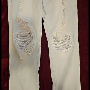 Trendy Distressed Men's Skinny Jeans in Light Blue